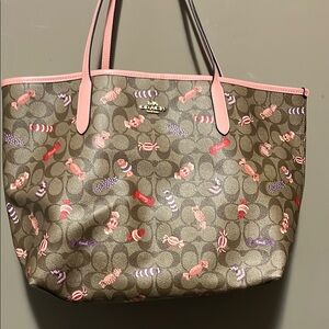 Coach  candy Brown and Pink Signature City Tote Bag